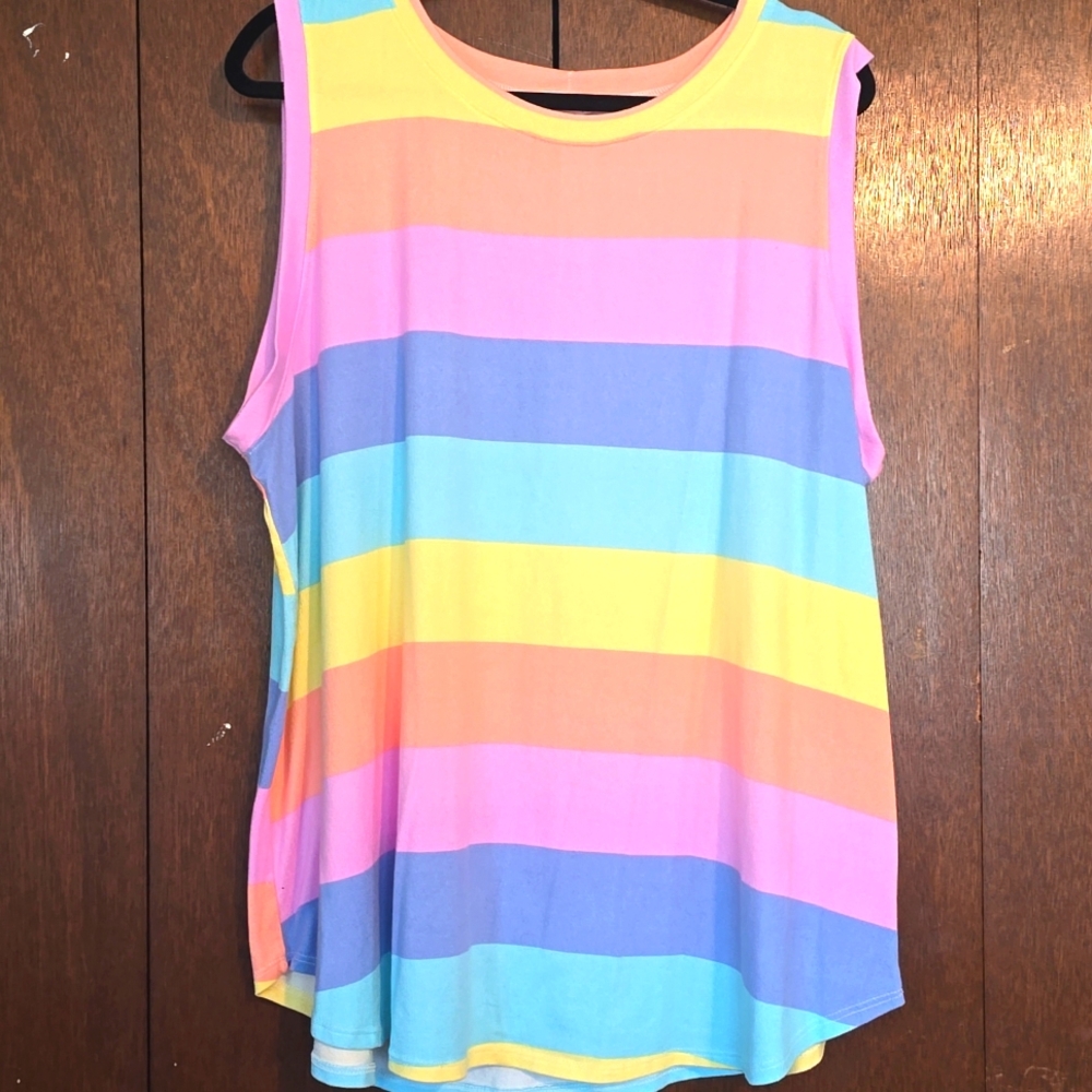 First Love Sleeveless Pastel Striped Top